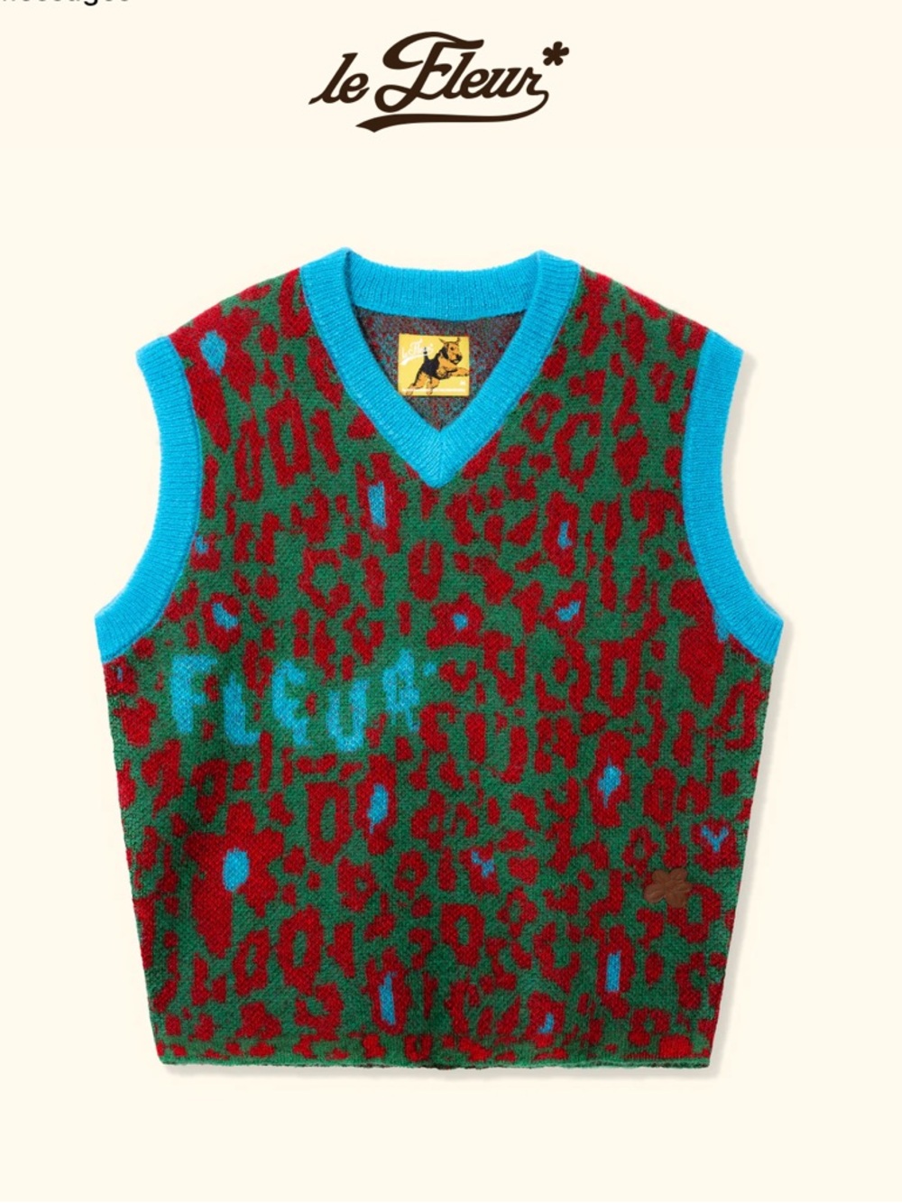 Tyler The Creator Le Fleur Camo Sweater Vest in Green, Red & Blue